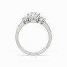 Pear Engraved Vintage Three Stone in Platinum side profile