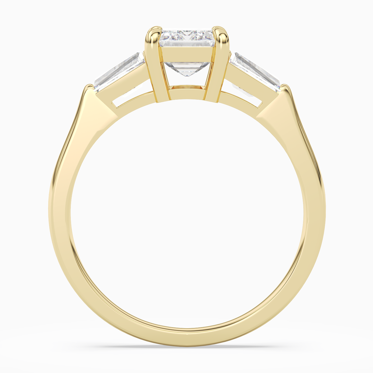 Emerald Baguette Three Stone Large Sides in 14K Yellow Gold side profile