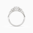 Oval Composite Three Stone Ring in 14K White Gold side profile