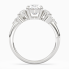 Oval Composite Three Stone Ring in 18K White Gold side profile