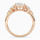 Pear Composite Three Stone Ring in 14K Rose Gold side profile
