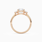 Cushion Classic Round Three Stone Large Sides in 14K Rose Gold side profile
