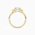 Cushion Classic Round Three Stone Large Sides in 18K Yellow Gold side profile