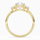 Cushion Classic Round Three Stone Large Sides in 18K Yellow Gold side profile