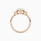 Heart Classic Round Three Stone Large Sides in 14K Rose Gold side profile