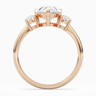 Heart Classic Round Three Stone Large Sides in 14K Rose Gold side profile