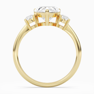 Heart Classic Round Three Stone Large Sides in 14K Yellow Gold side profile