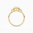 Heart Classic Round Three Stone Large Sides in 18K Yellow Gold side profile