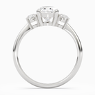 Pear Classic Round Three Stone Large Sides in Platinum side profile