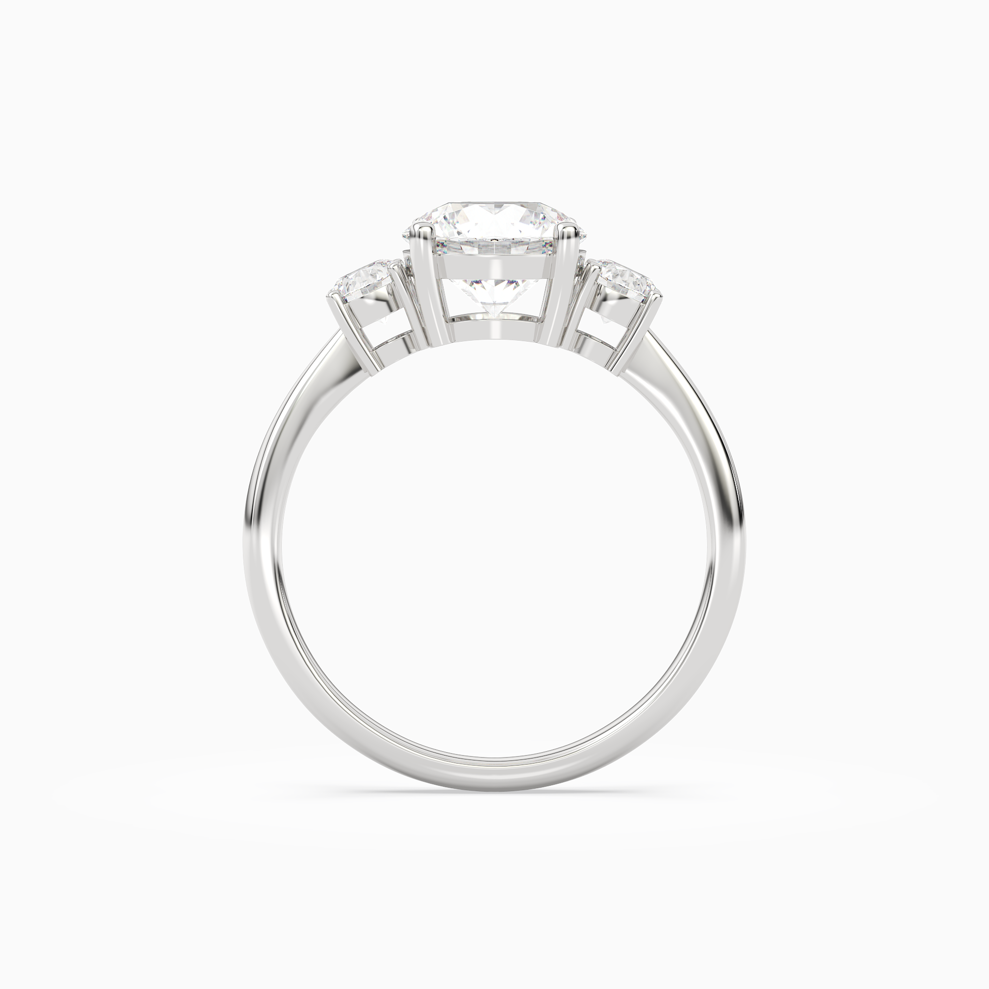 Round Classic Round Three Stone Large Sides in Platinum side profile
