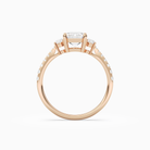 Emerald Classic Round Three Stone Pavé in 14K Rose Gold side profile
