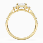 Emerald Classic Round Three Stone Pavé in 14K Yellow Gold side profile