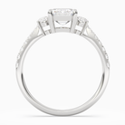 Emerald Classic Round Three Stone Pavé in 18K White Gold side profile