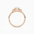 Oval Classic Round Three Stone Small Sides in 14K Rose Gold side profile