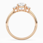 Oval Classic Round Three Stone Small Sides in 14K Rose Gold side profile