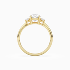 Oval Classic Round Three Stone Small Sides in 18K Yellow Gold side profile
