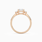 Radiant Classic Round Three Stone Small Sides in 14K Rose Gold side profile