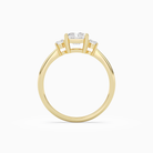 Radiant Classic Round Three Stone Small Sides in 14K Yellow Gold side profile