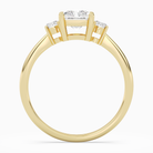 Radiant Classic Round Three Stone Small Sides in 14K Yellow Gold side profile
