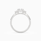 Radiant Classic Round Three Stone Small Sides in Platinum side profile
