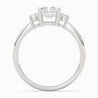 Radiant Classic Round Three Stone Small Sides in Platinum side profile