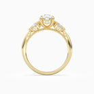 Oval Ornate Accented Three Stone in 14K Yellow Gold side profile