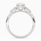 Oval Ornate Accented Three Stone in Platinum side profile