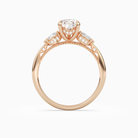 Pear Ornate Accented Three Stone in 14K Rose Gold side profile