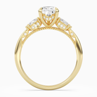 Pear Ornate Accented Three Stone in 14K Yellow Gold side profile