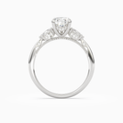 Pear Ornate Accented Three Stone in 18K White Gold side profile