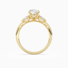 Pear Ornate Accented Three Stone in 18K Yellow Gold side profile