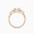 Cushion Kite Side Three Stone Large Sides in 14K Rose Gold side profile