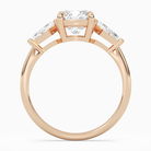 Cushion Kite Side Three Stone Large Sides in 14K Rose Gold side profile