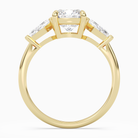 Cushion Kite Side Three Stone Large Sides in 18K Yellow Gold side profile