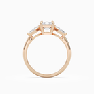 Emerald Kite Side Three Stone Large Sides in 14K Rose Gold side profile