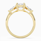 Emerald Kite Side Three Stone Large Sides in 14K Yellow Gold side profile