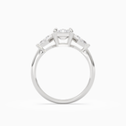 Emerald Kite Side Three Stone Large Sides in 18K White Gold side profile
