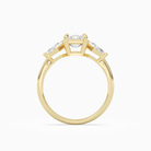 Emerald Kite Side Three Stone Large Sides in 18K Yellow Gold side profile