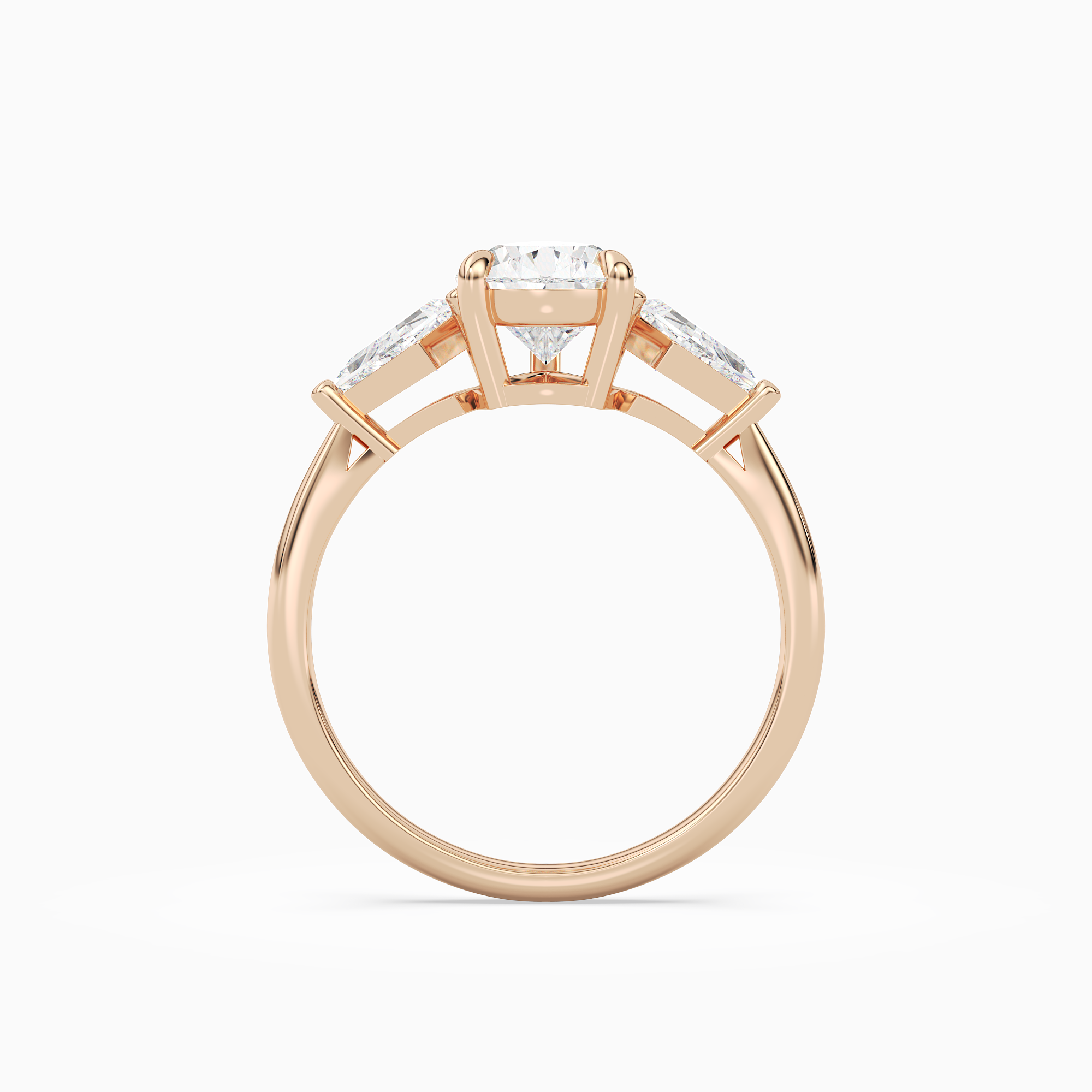Pear Kite Side Three Stone Large Sides in 14K Rose Gold side profile
