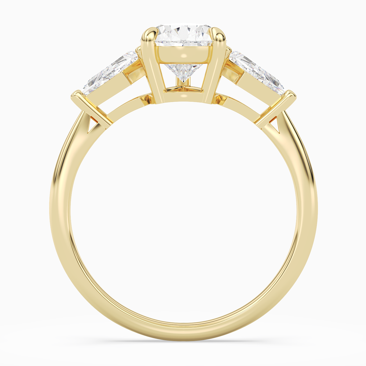 Pear Kite Side Three Stone Large Sides in 14K Yellow Gold side profile