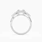 Round Kite Side Three Stone Large Sides in 18K White Gold side profile