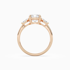 Cushion Kite Side Three Stone Small Sides in 14K Rose Gold side profile