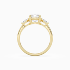Cushion Kite Side Three Stone Small Sides in 18K Yellow Gold side profile