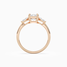 Emerald Kite Side Three Stone Small Sides in 14K Rose Gold side profile