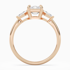 Emerald Kite Side Three Stone Small Sides in 14K Rose Gold side profile
