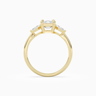 Emerald Kite Side Three Stone Small Sides in 14K Yellow Gold side profile