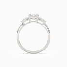 Emerald Kite Side Three Stone Small Sides in Platinum side profile