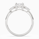 Emerald Kite Side Three Stone Small Sides in Platinum side profile