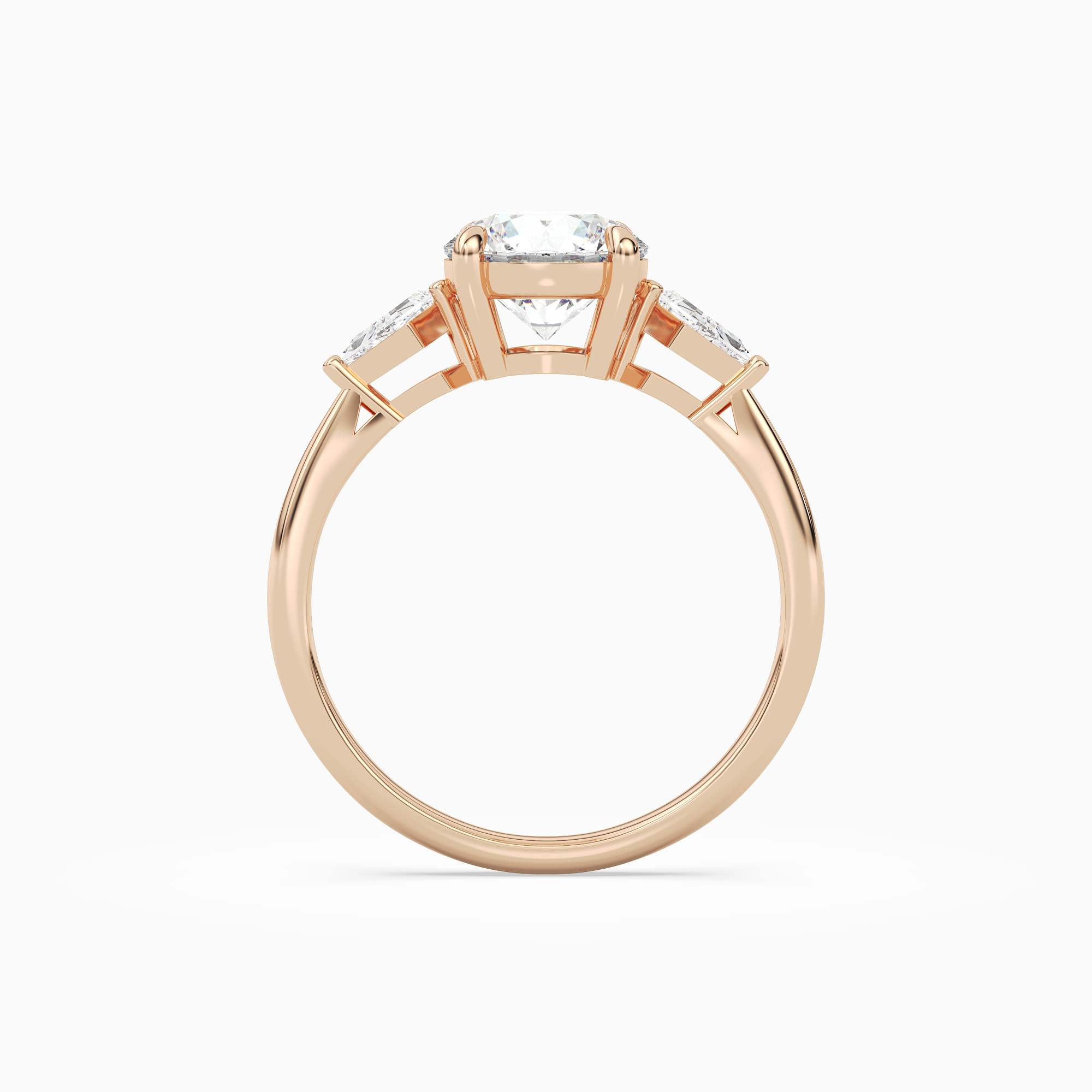 Round Kite Side Three Stone Small Sides in 14K Rose Gold side profile