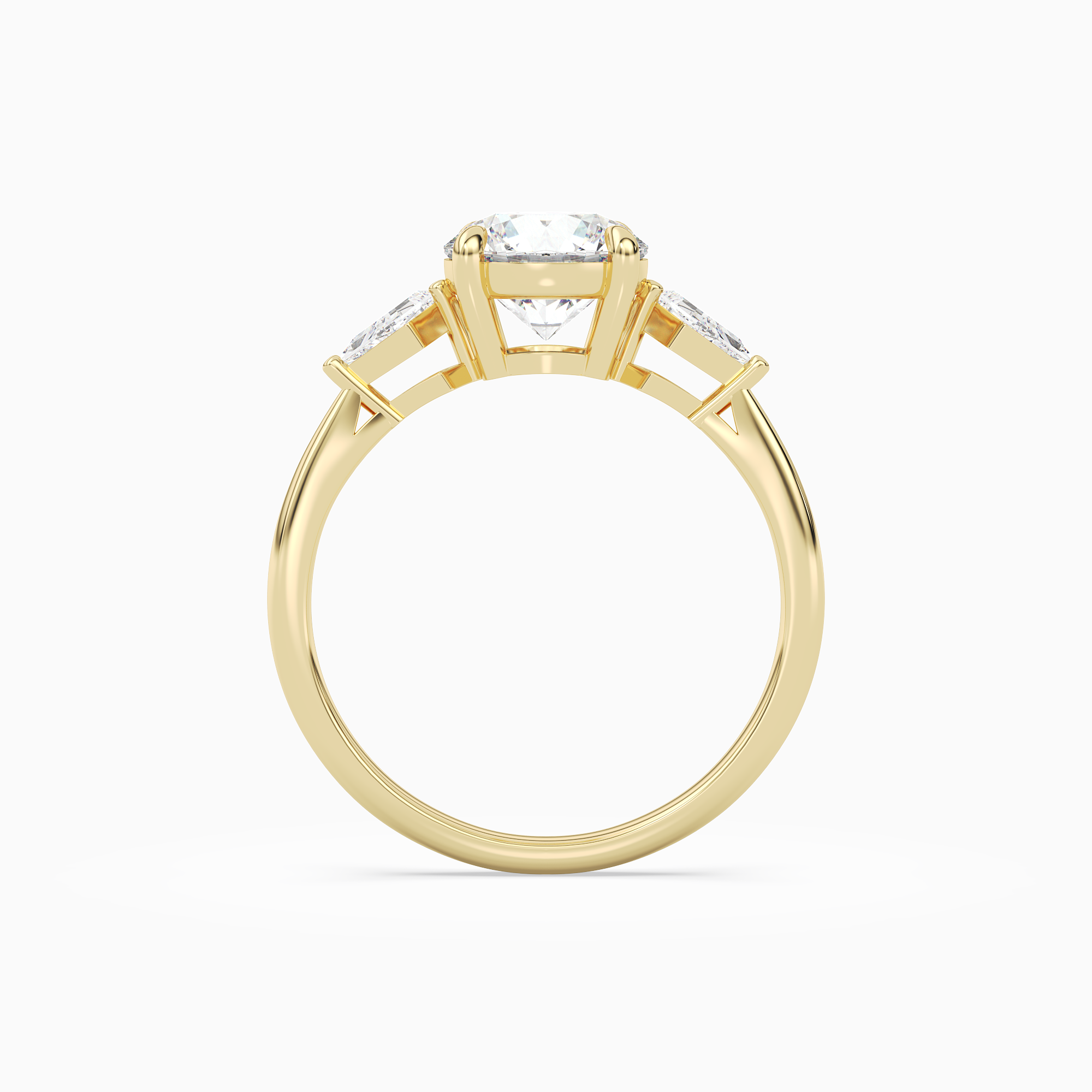 Round Kite Side Three Stone Small Sides in 14K Yellow Gold side profile